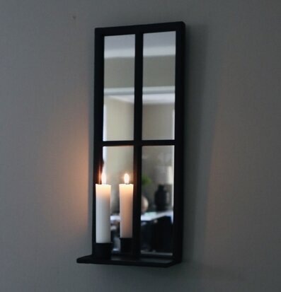 Fönsterspegel Svart från I AM Interior med hyllplan