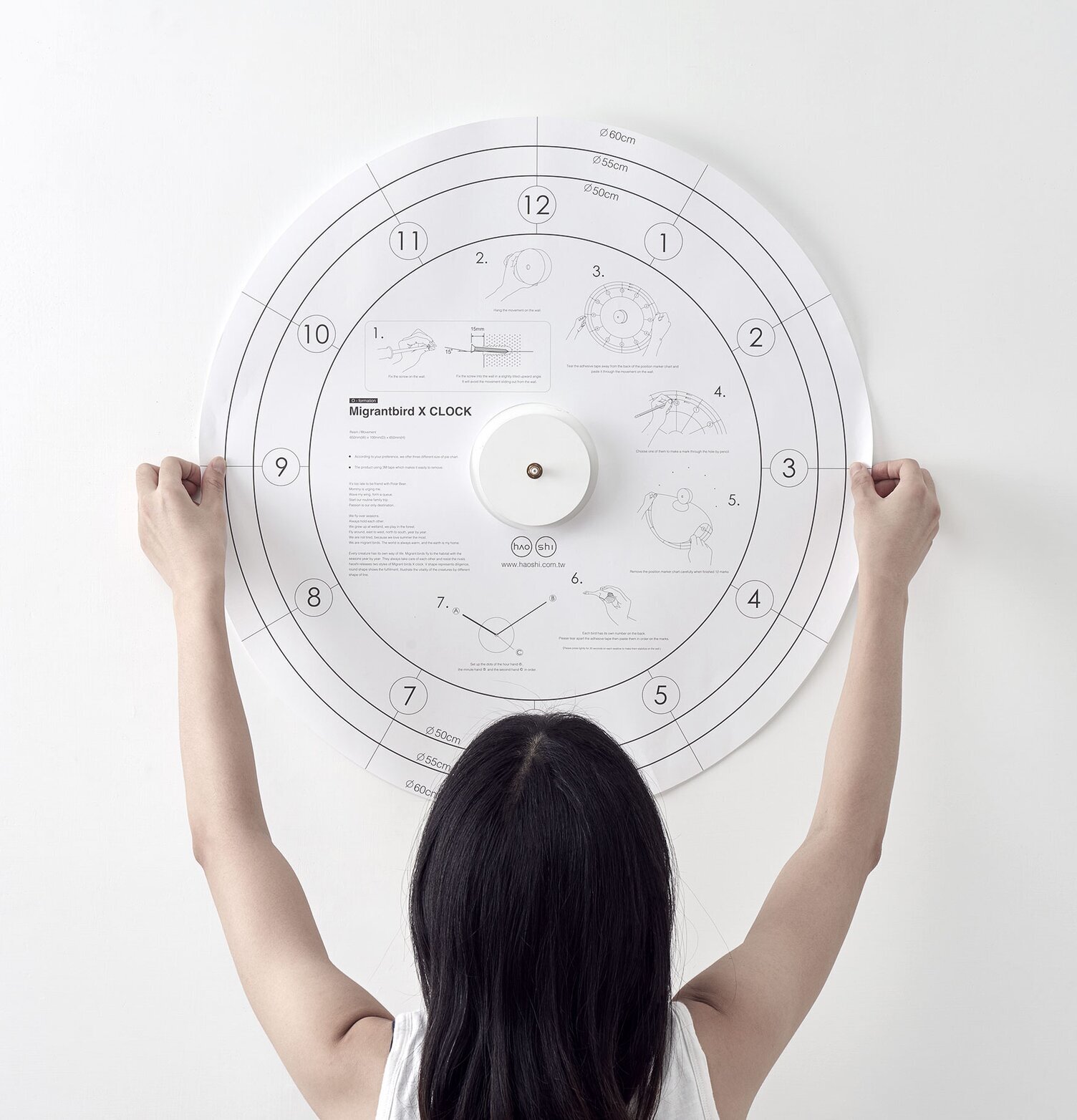 Väggklocka Migrantbird X Clock - Haoshi Design monteras