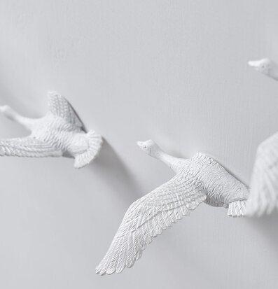 Väggklocka Migrantbird X Clock - Haoshi Design, vita fåglar