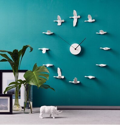 Väggklocka Migrantbird X Clock - Haoshi Design, vit urtavla