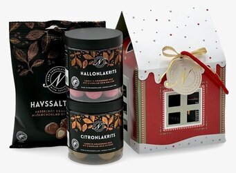 Bild av charmiga julförpackningar och lyxig choklad