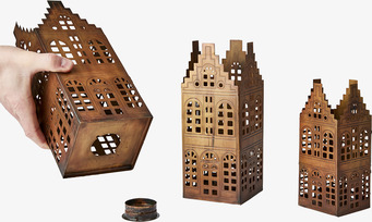 Bild av dekorativa ljushållare i rostad metall