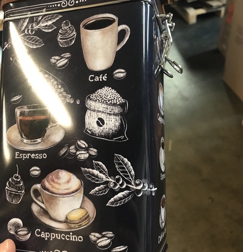 Plåtburk Kaffe Barista (fynd-id 1) Bromma Kortförlag