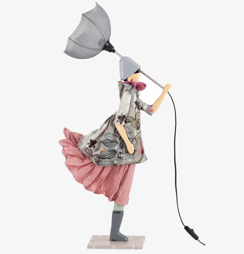Bordslampa Evridiki från Skitso med kvinnofigur och paraply