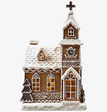 Pepparkakshus LED Kyrka från Det Gamle Apotek med belysning