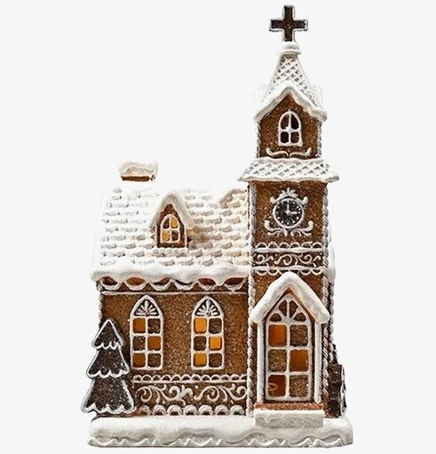 Pepparkakshus LED Kyrka från Det Gamle Apotek med belysning
