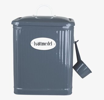 Bild av stilren plåtburk för tvättmedelsförvaring