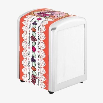 Bild av färgglad och stilren servetthållare i metall