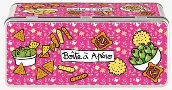 Bild av färgglad plåtburk för snacksförvaring