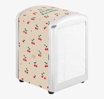 Bild av servettställ med körsbärsmotiv och silverram