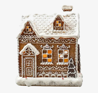 Pepparkakshus LED från Silkflower med detaljerad glasyr