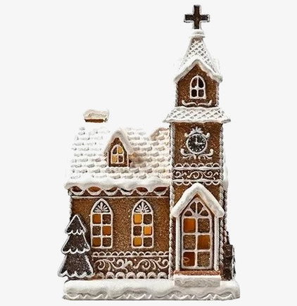 Pepparkakskyrka LED från Silkflower med varm belysning