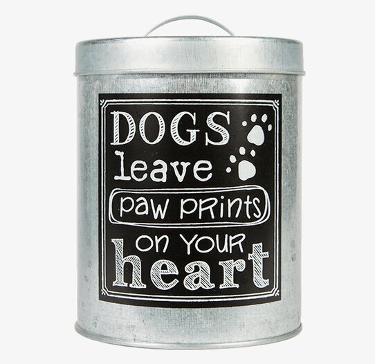 Plåtburk Dogs Paw Print från Sass & Belle, vit bakgrund