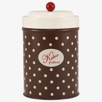 Bild av retroinspirerad plåtburk med kakaopulver