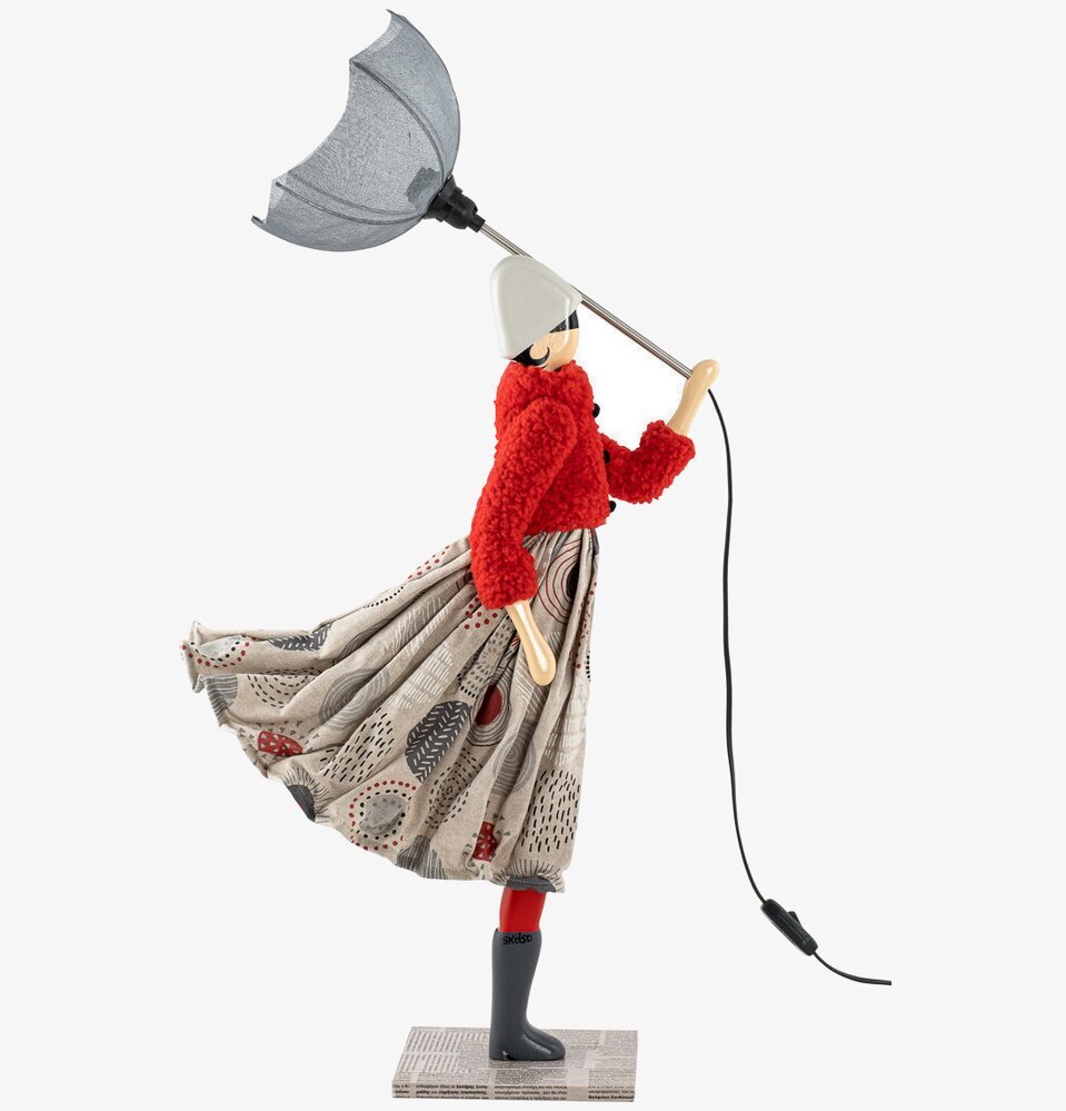 Bordslampa Tammy från Skitso: kvinna med paraply i vinden