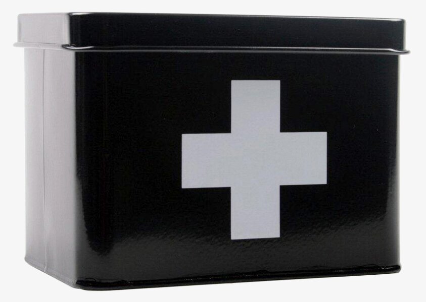 Medicinlåda S Apotek Svart från Interstil med vit korssymbol