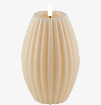 Stripe Candle Cream 15cm från Deluxe Homeart i krämfärg