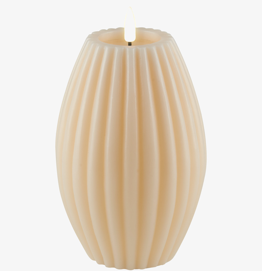 Stripe Candle Cream 15cm från Deluxe Homeart i krämfärg