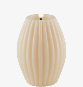 Stripe Candle Cream 10cm från Deluxe Homeart med ribbad design