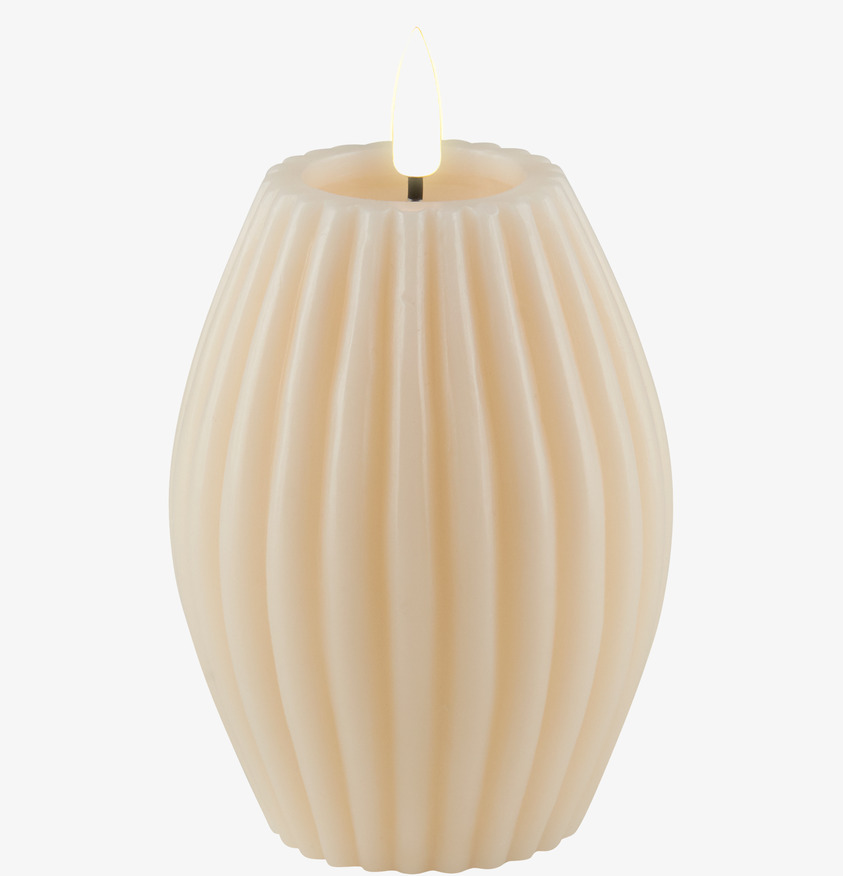 Stripe Candle Cream 10cm från Deluxe Homeart med ribbad design