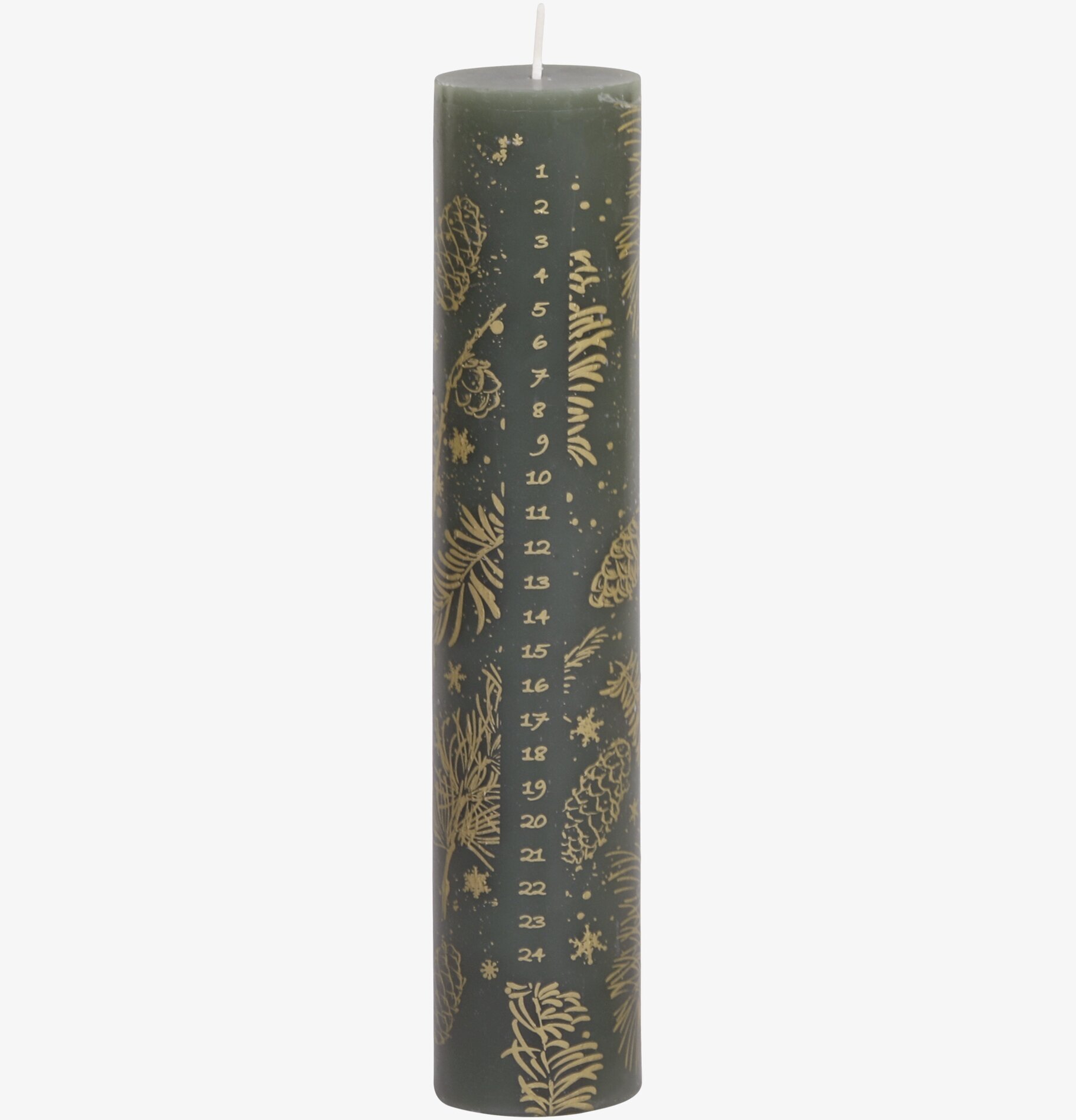 Kalenderljus Guldprint Olivgrön från Chic Antique i närbild