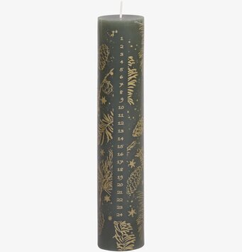 Kalenderljus Guldprint Olivgrön från Chic Antique i närbild