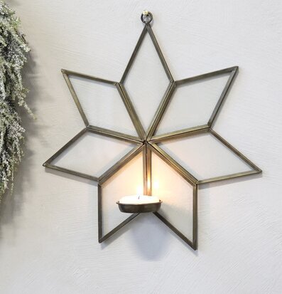 Väggljusstake Stjärna Antik Mässing från Chic Antique