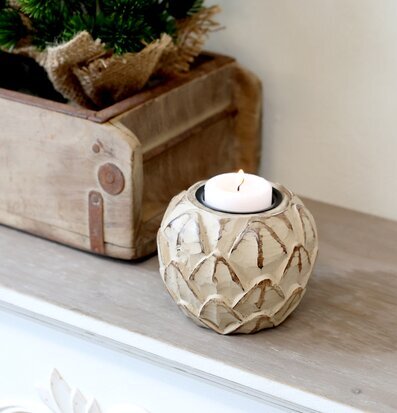 Ljuslykta Antik Creme från Chic Antique med rustik design