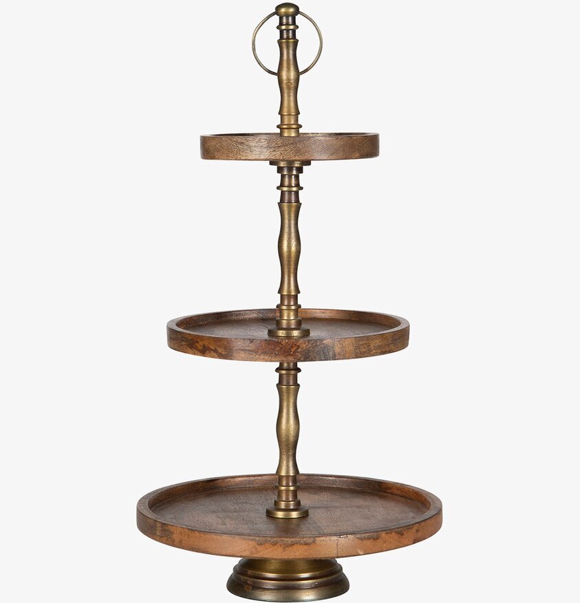 Våningsfat Trä Brun/Mässing från A Lot Decoration