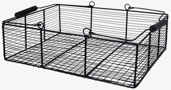 Trådkorg Låg Svart från Strömshaga med trähandtag