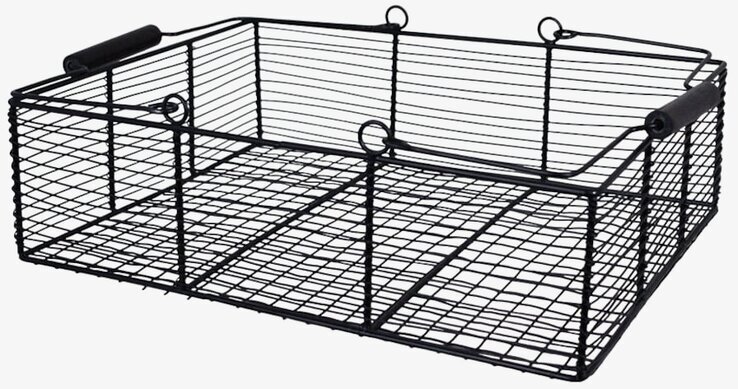 Trådkorg Låg Svart från Strömshaga med trähandtag