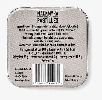 Mackmyra Pastiller Svensk Rök från Brand Of Gefle i metallask