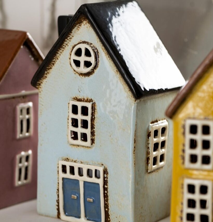 Ljuslykta Nyhavn Ljusblå från IB Laursen, miniatyrhusdesign