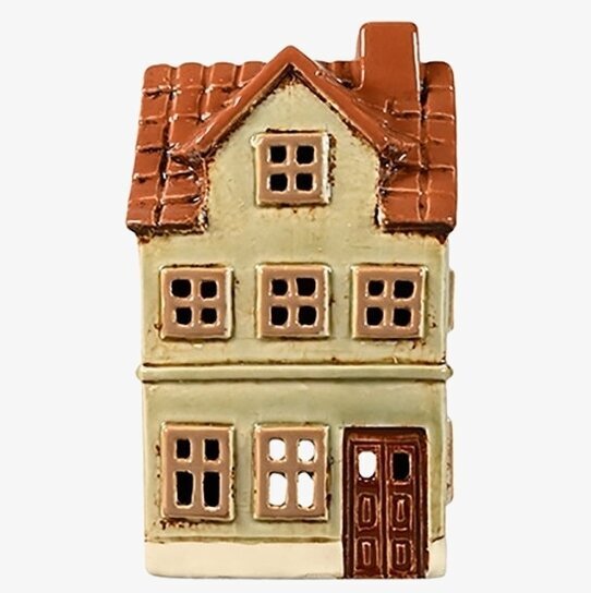 Ljuslykta Hus Grön 16cm från Det Gamle Apotek i keramik