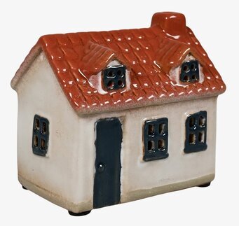 Foto av dekorativ ljuslykta i form av ett litet hus