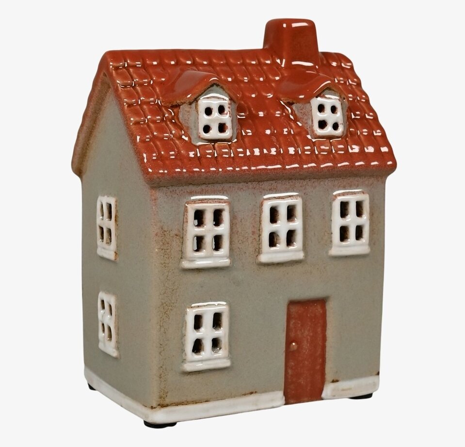 Ljuslykta Hus Grå från Det Gamle Apotek med rött tak