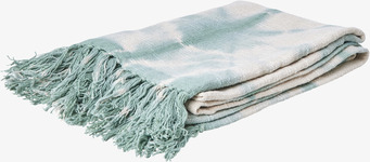 Bomullsfilt Batik Grön från Rice med gröna och vita nyanser