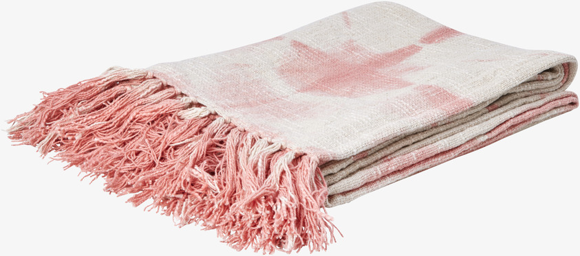 Bomullsfilt Batik Rosa från Rice med rosa batikmönster