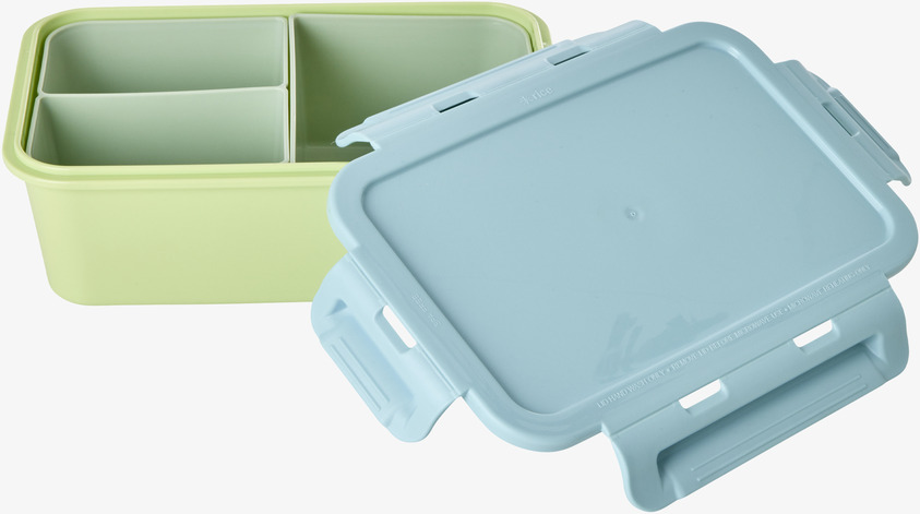 Lunchbox Grön/Blå från Rice med avdelare och säkra klipp