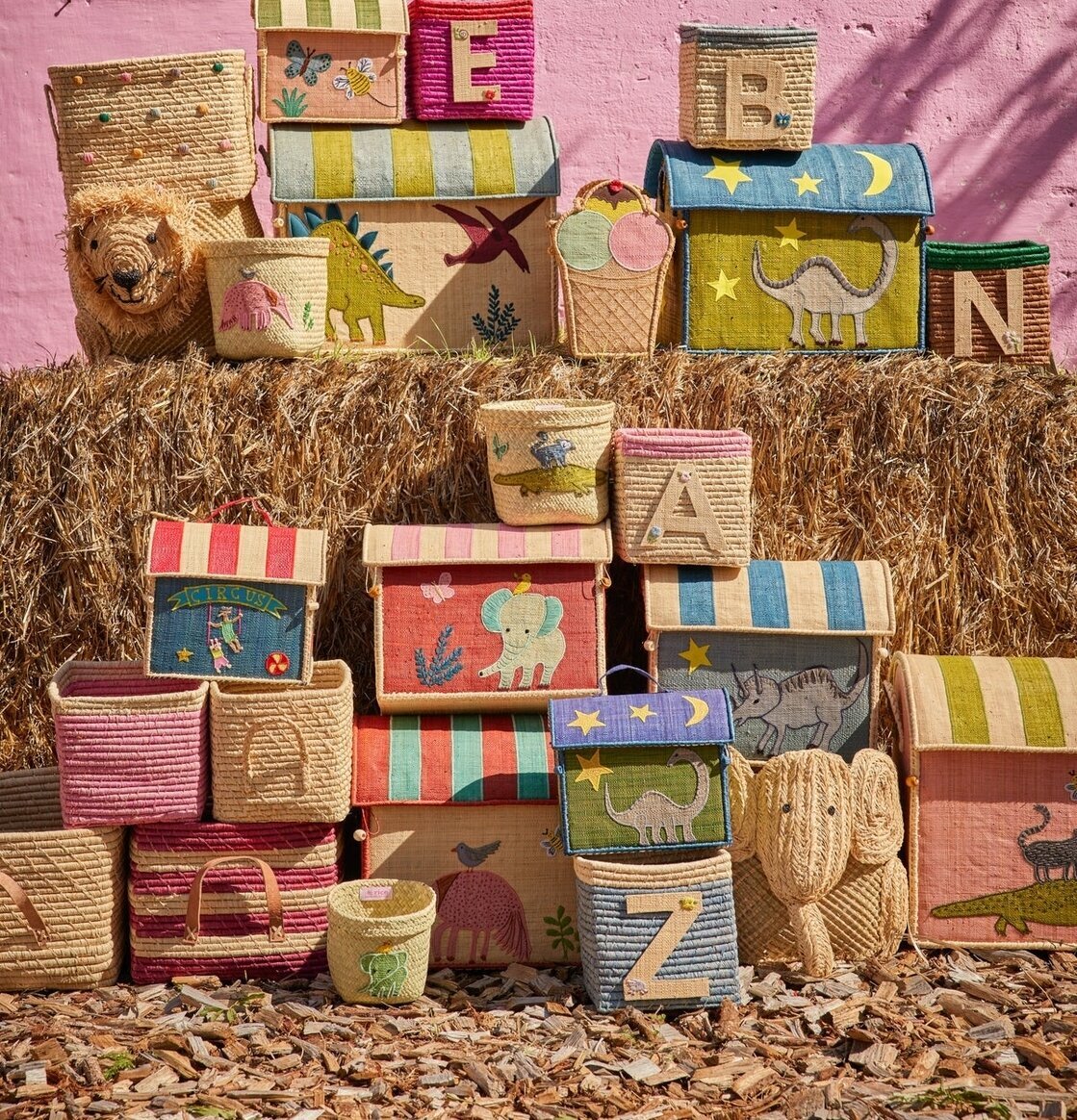 Förvaringskorg Sweet Jungle Theme från Rice på halmbal