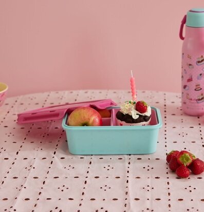 Lunchbox Rosa/Turkos från Rice med avdelare och säkra lås