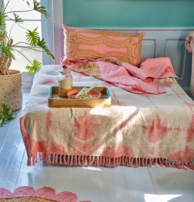 Prydnadskudde Rosa/Grön från Rice med orientaliska mönster