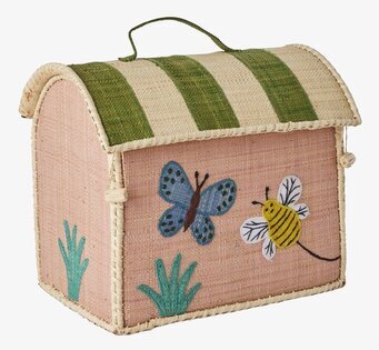 Raffiaväska Butterfly från Rice med broderad fjäril och bi