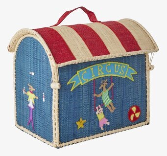 Raffiaväska Cirkus från Rice med cirkustema och broderier