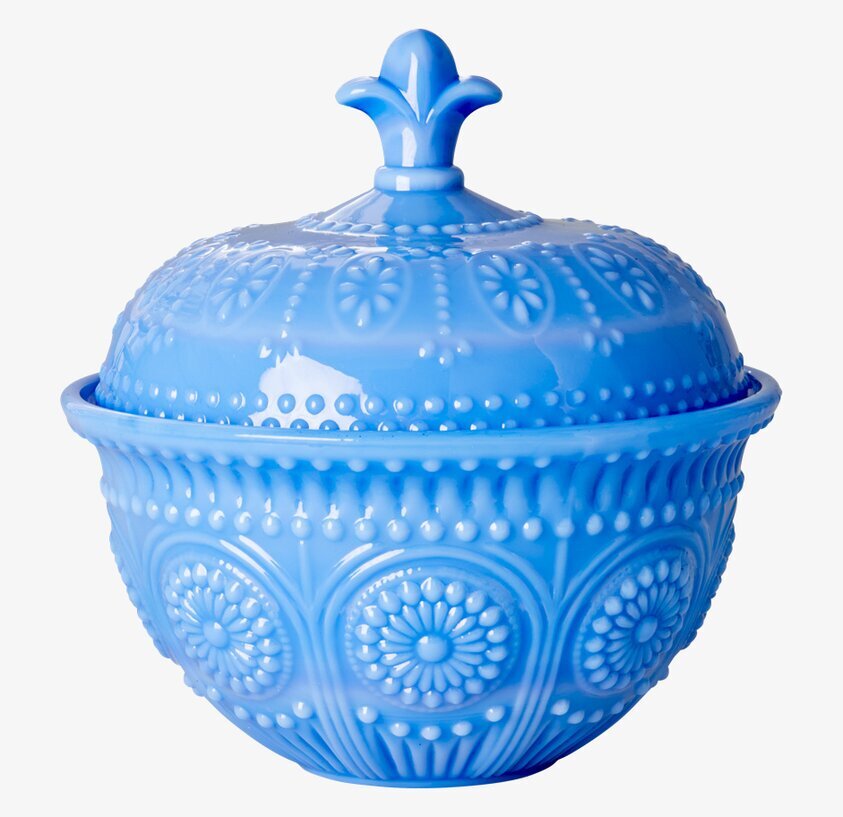 Opaque American Glassware Blå från Rice, dekorativ glasskål