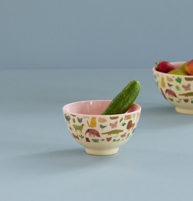 Liten Skål Sweet Jungle Print Pink från Rice i djungelmönster