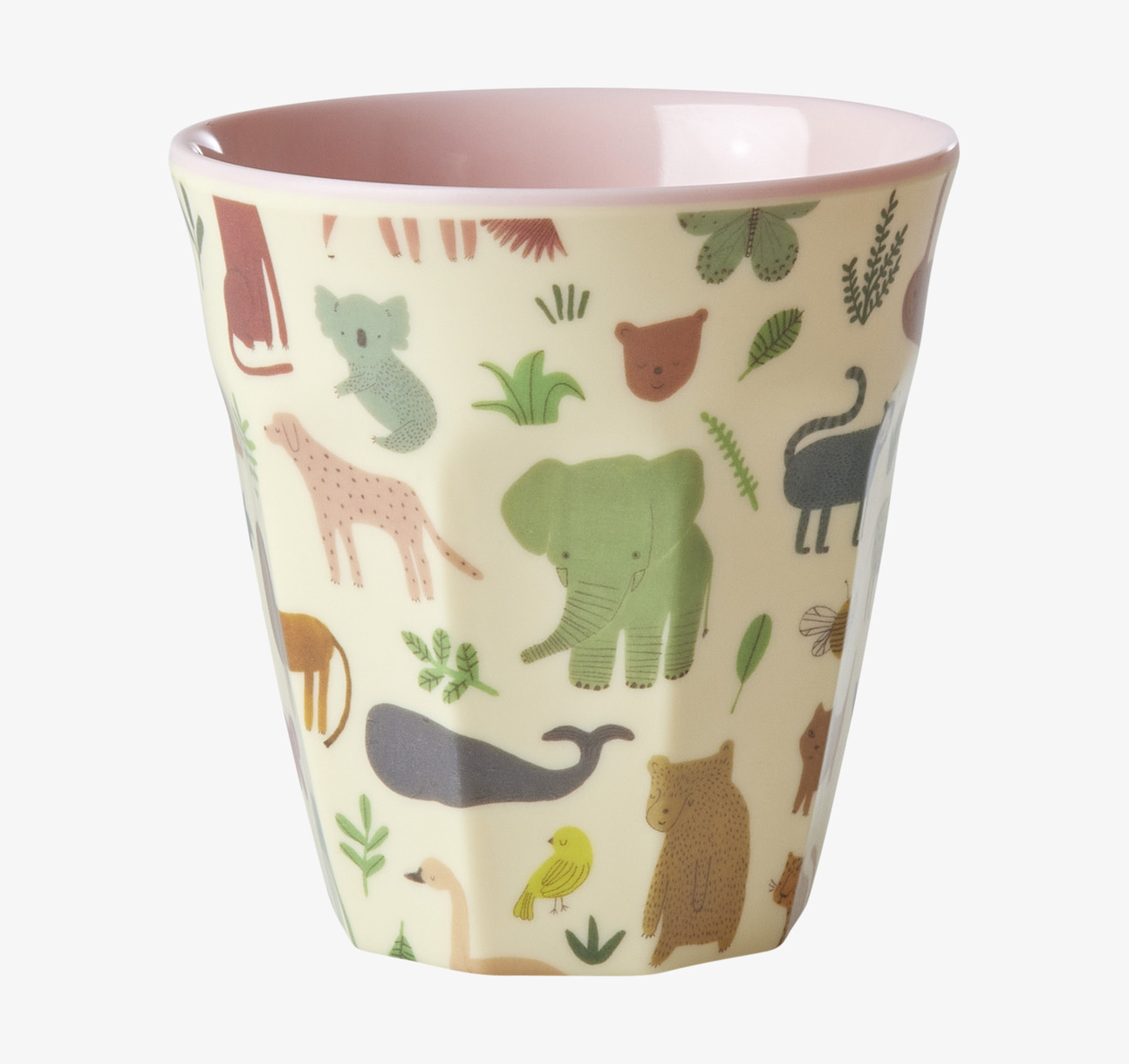 Melaminmugg Sweet Jungle Print Pink från Rice med djurmotiv
