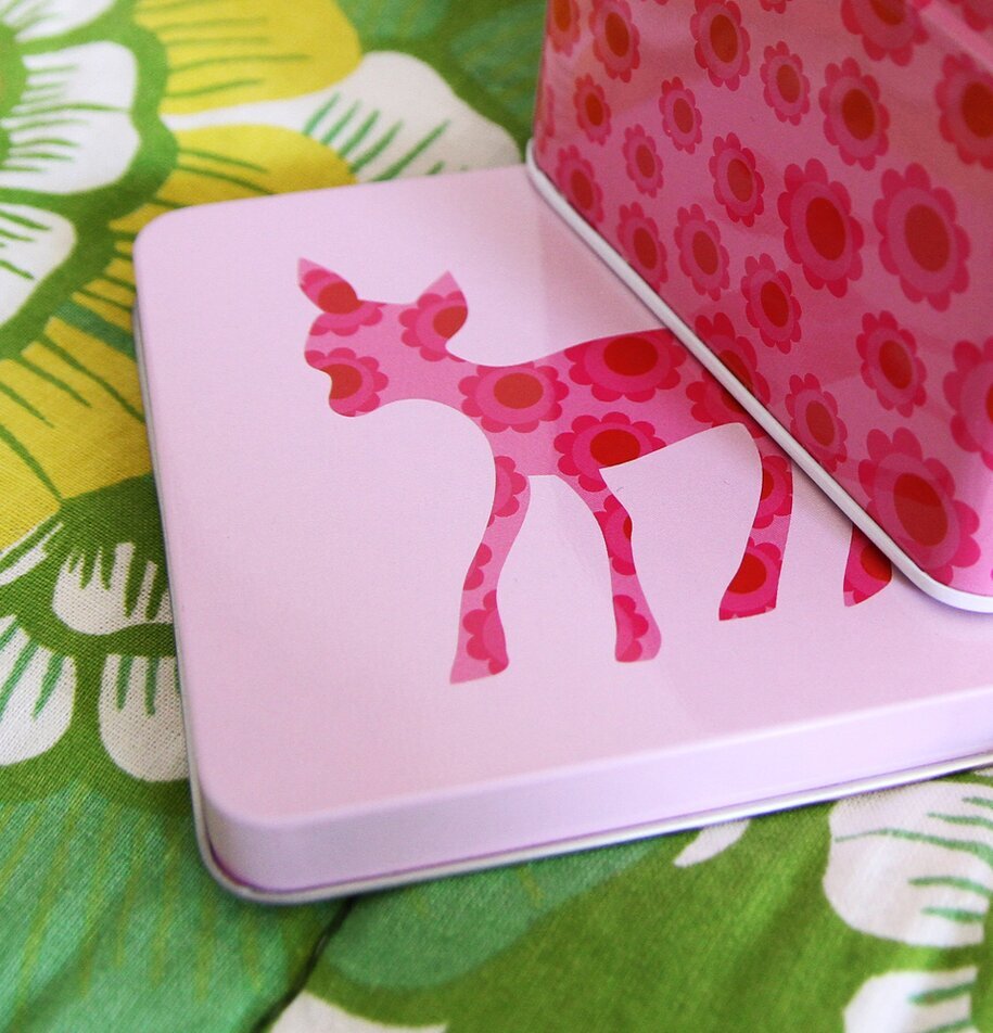 Liten box - Rosa Bambi från Blafre med blommigt bambi-motiv