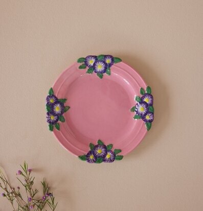 Assiett Keramik - Embossed Flower Design Pink Rice Tallrikar Djupa tallrikar (ej skål) Desserttallrikar Assietter Barntallrikar