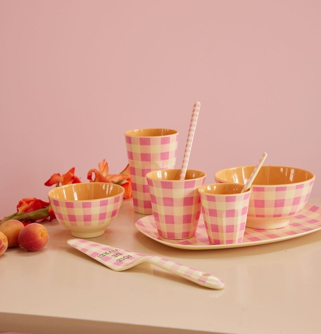 Liten Skål Check It Out Print från Rice med rutmönster